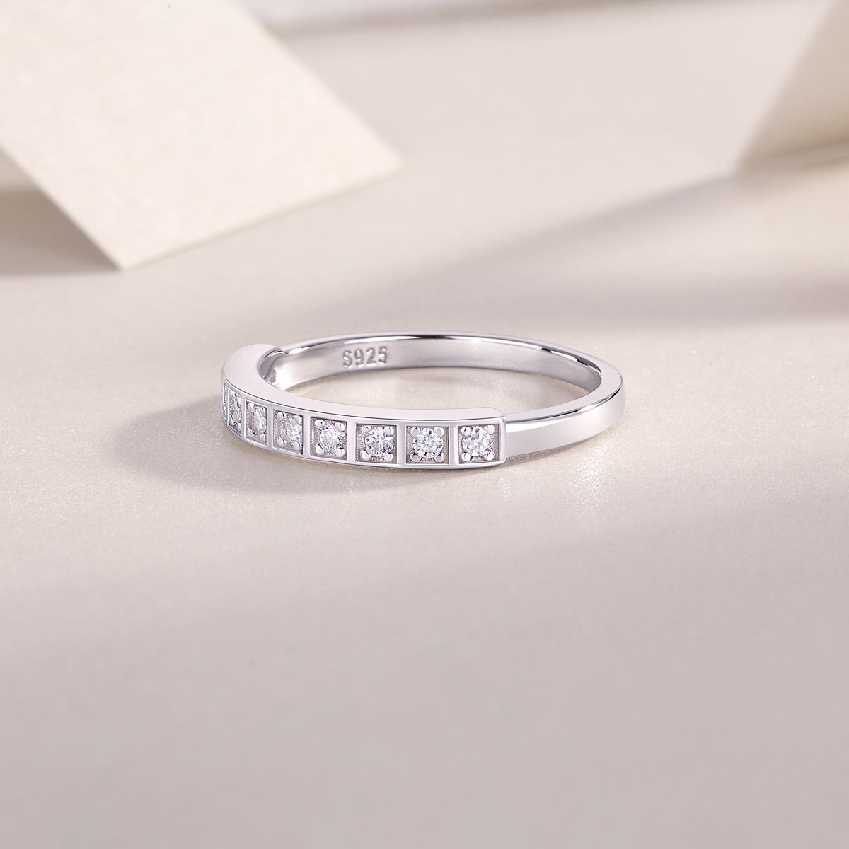 Lux Inlayed Moissanite Silver Ring