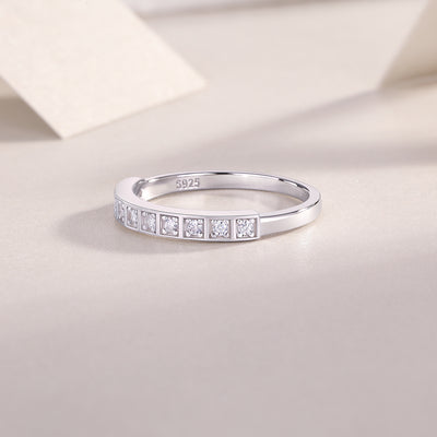 Lux Inlayed Moissanite Silver Ring