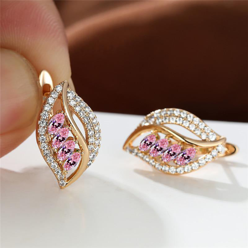 Elegant Leaf-Shaped Rhinestone Earrings