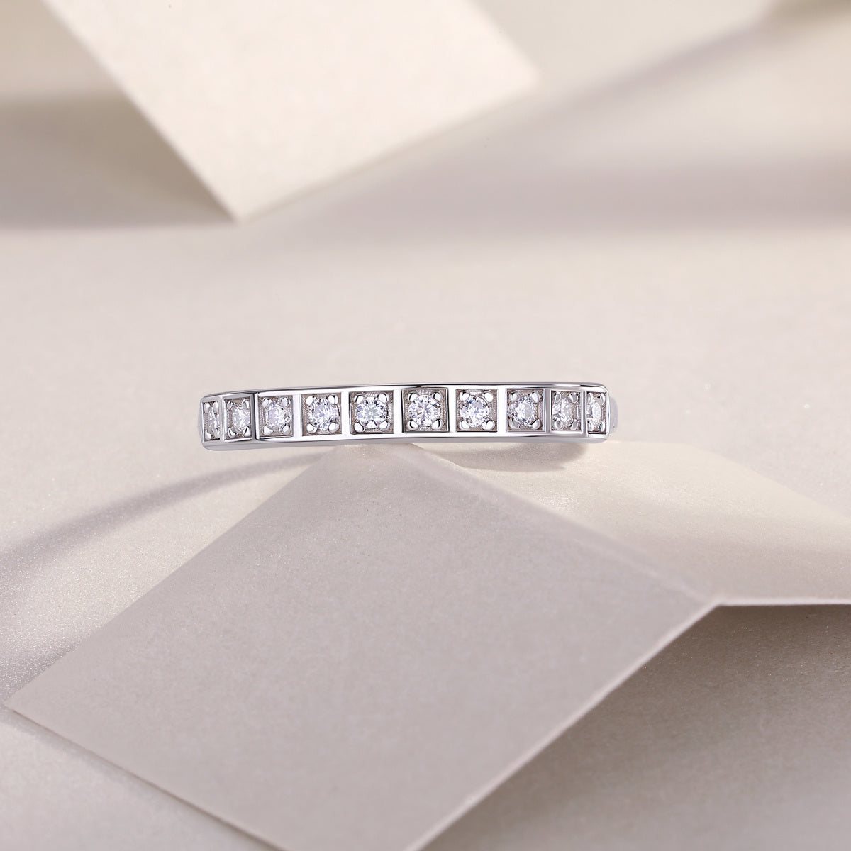 Lux Inlayed Moissanite Silver Ring