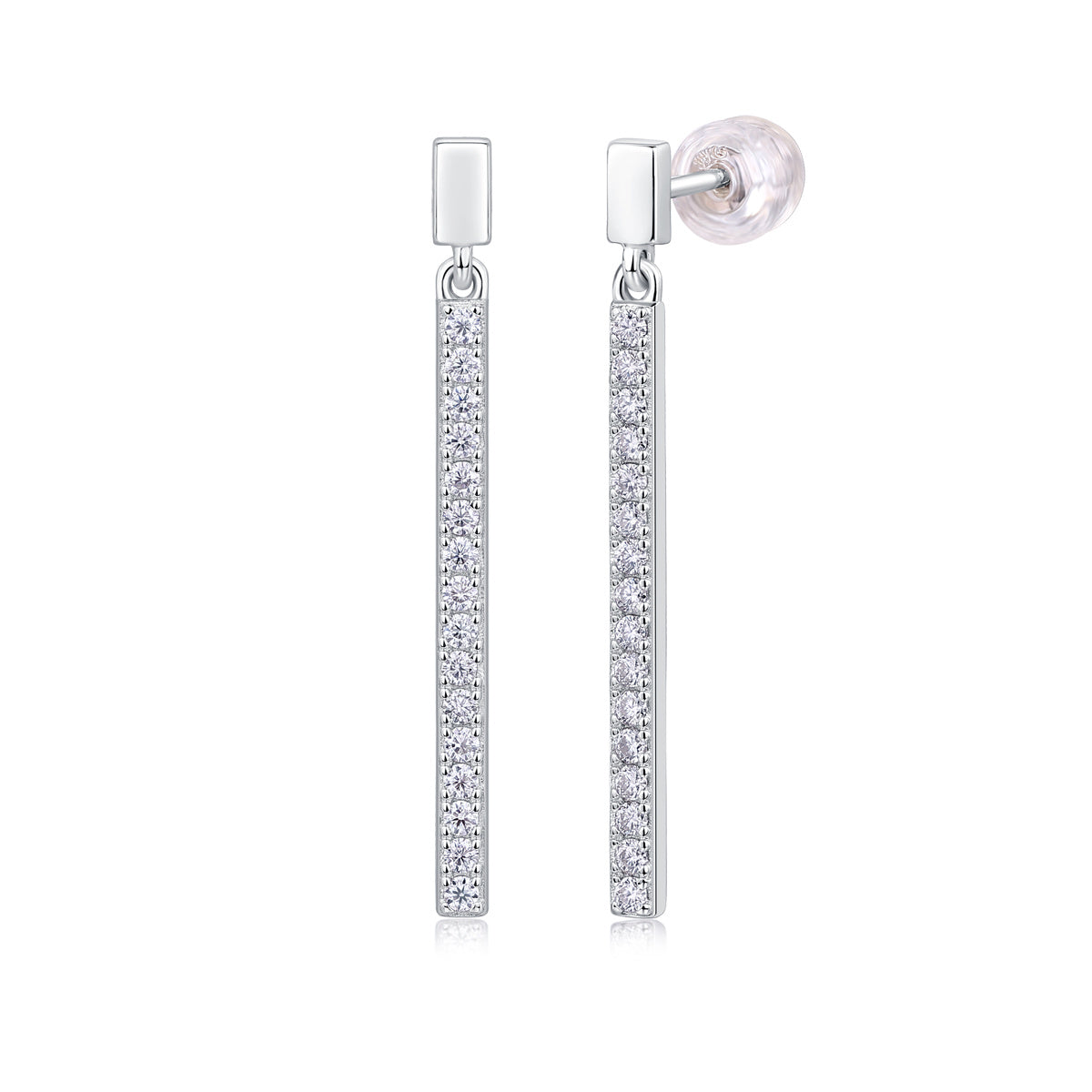 Line of Radiance Moissanite Silver Earrings