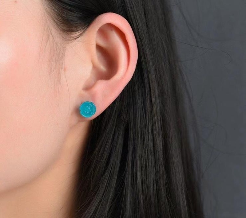 Amazonite Rose Stud Earrings