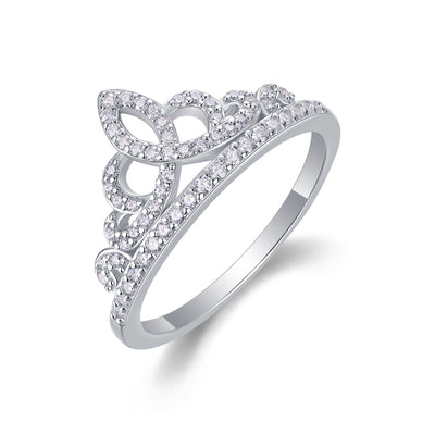 Crown Moissanite Diamond Silver Ring