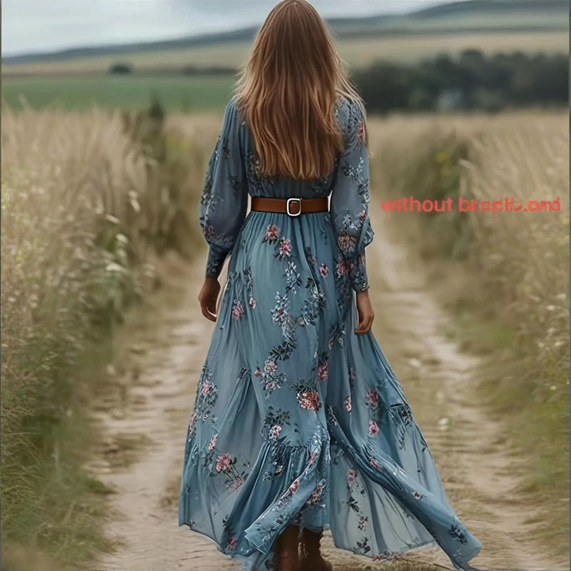 Sexy V-Neck Long Sleeve Evening Dress