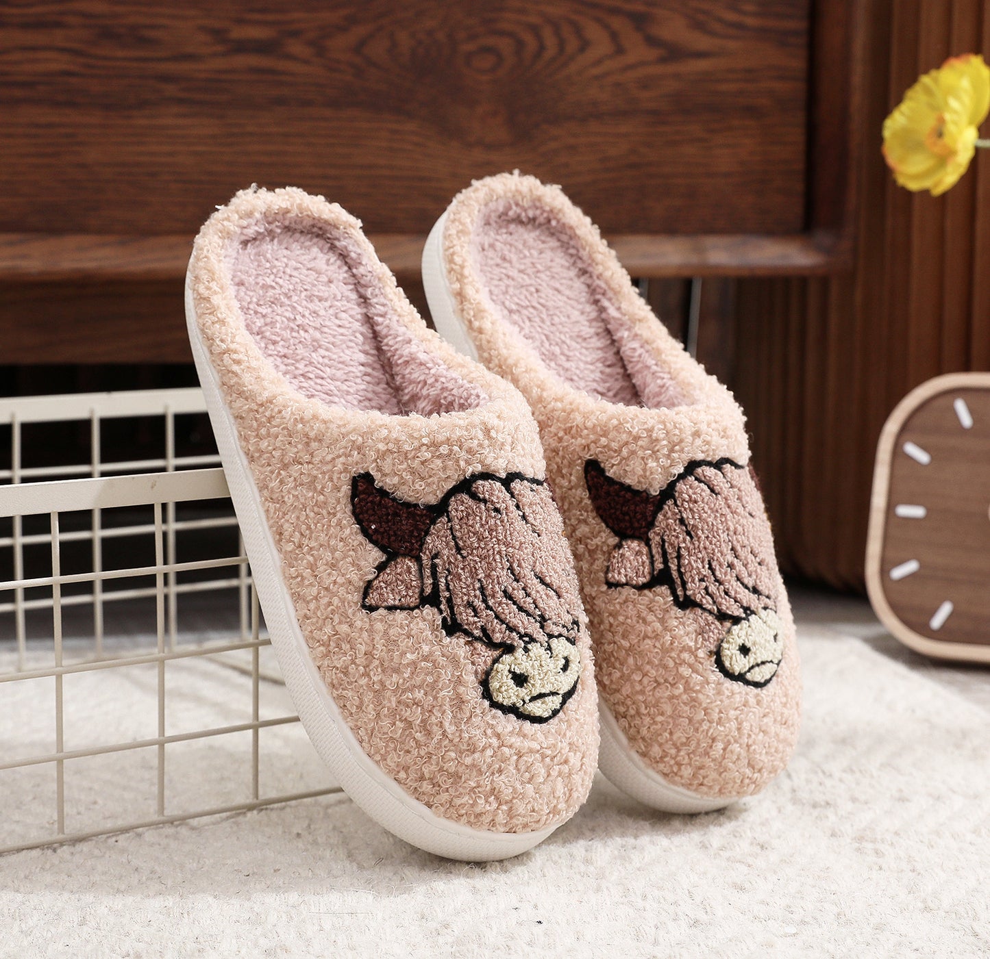 Christmas Highland Cow Slippers