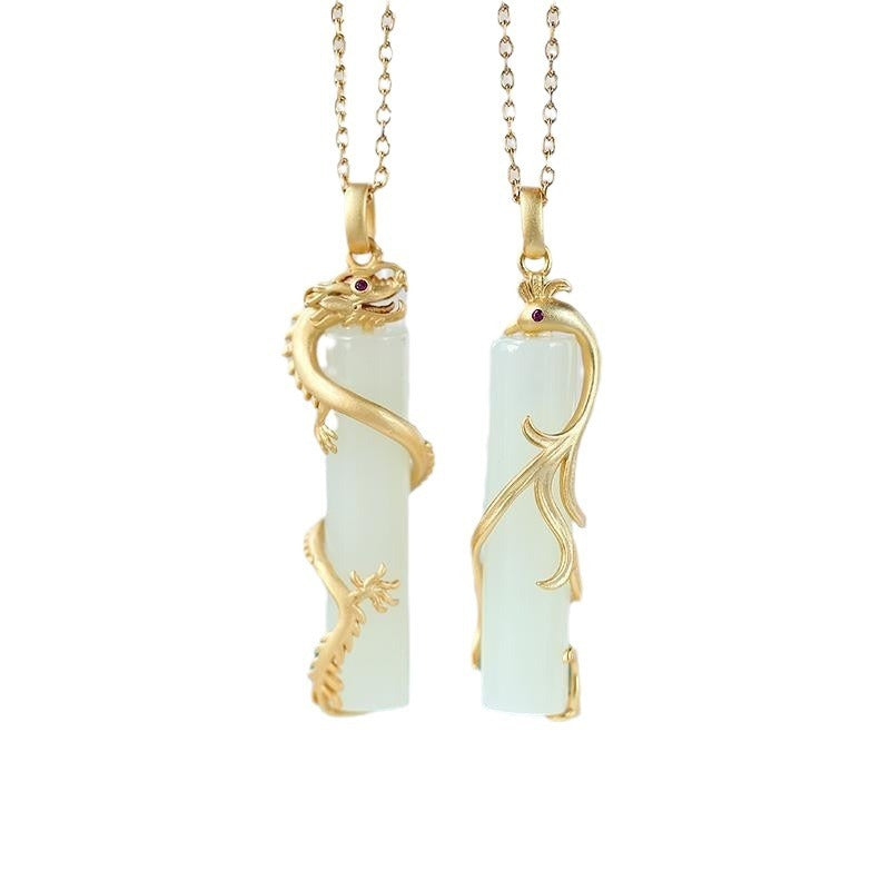 Jade Prosperity Brought Dragon or Phoenix Pendant