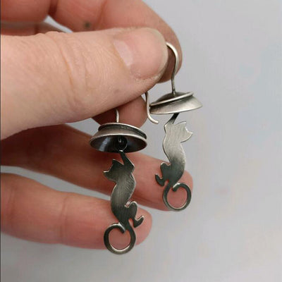 Just Hanging Around Cat Earrings