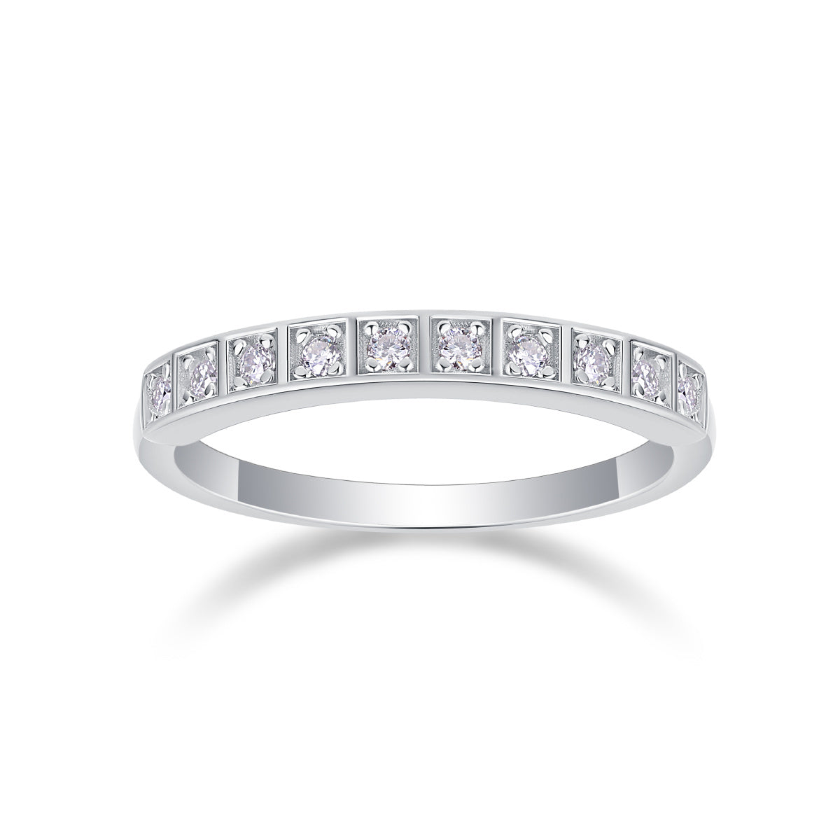 Lux Inlayed Moissanite Silver Ring
