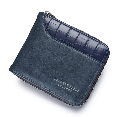 3 Section Leather Wallet with Zipper