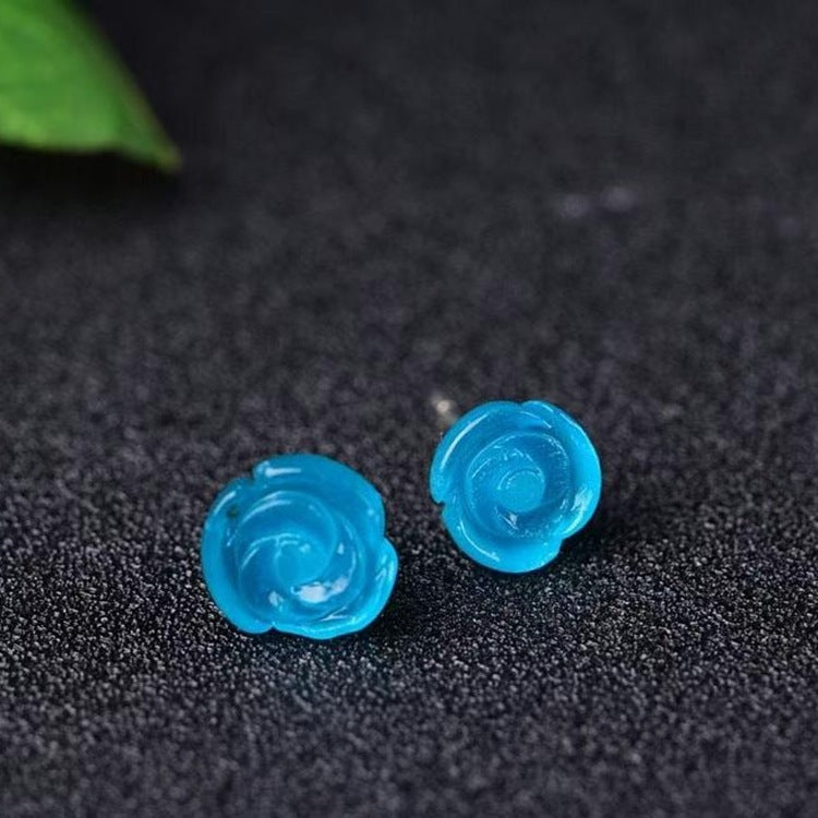 Amazonite Rose Stud Earrings