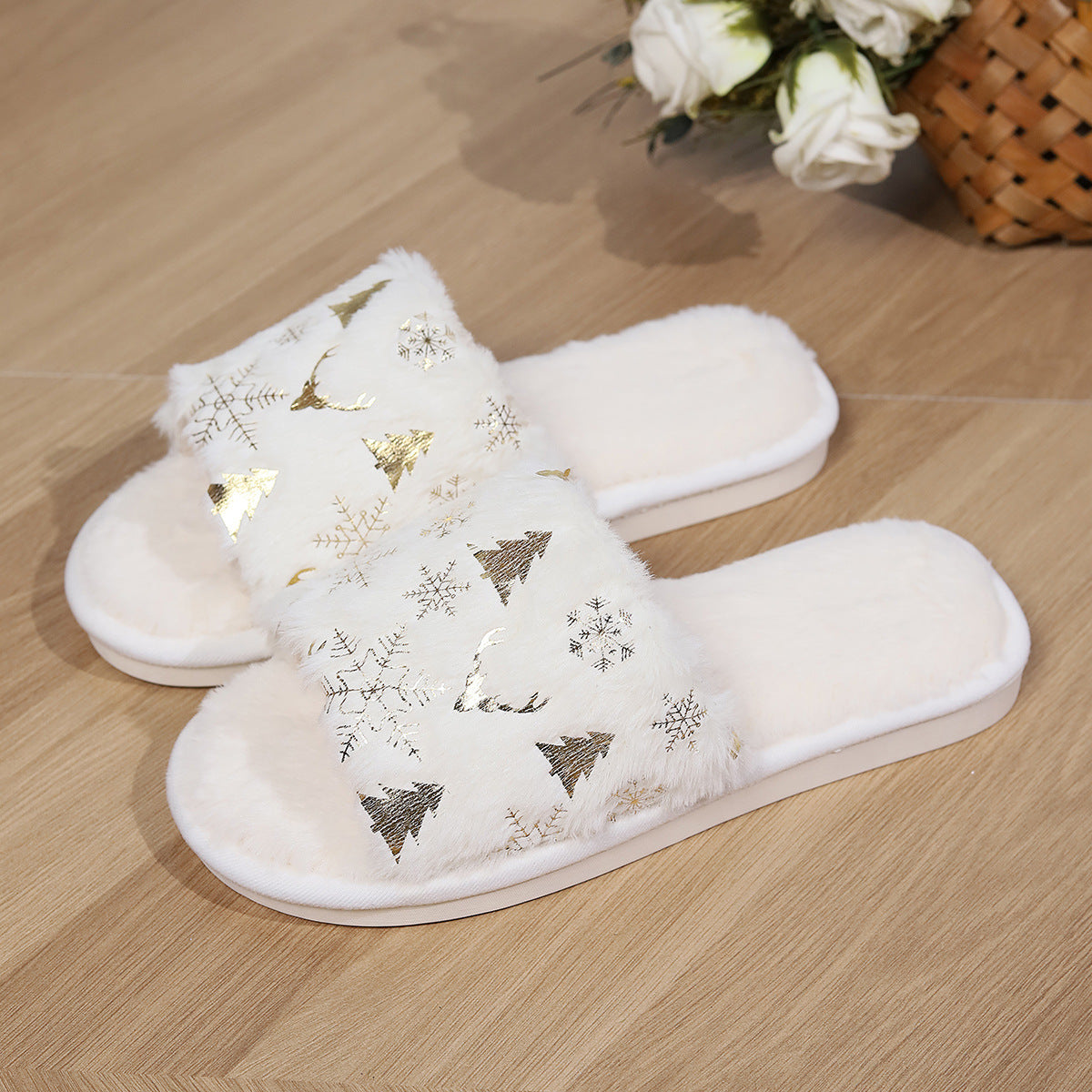 Snowy White Slippers