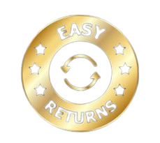 Gold circular logo with 'Easy Returns' text on a white background